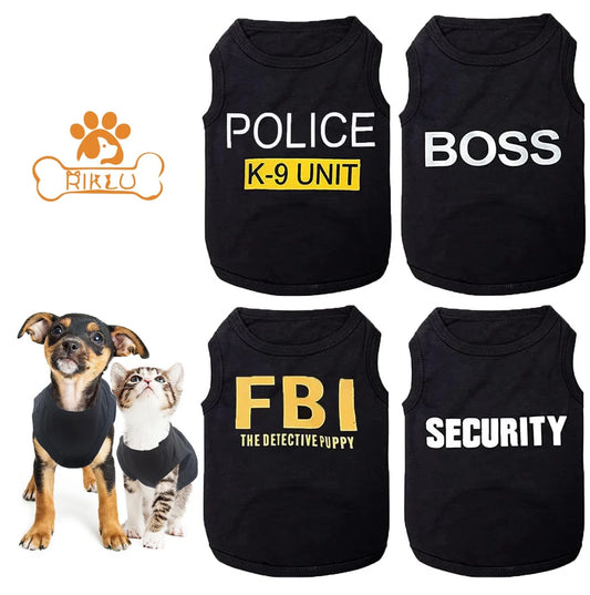 4 Pack Dog Shirts for Small Dog, Breathable Pet T-Shirts Summer Clothes K9 Security Boss FBI Vest for Puppy Boy Girl