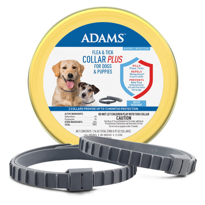 Flea & Tick Collar plus for Dogs & Puppies, 2 Collars, One Size